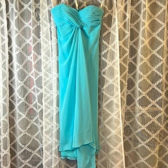 David’s Bridal Strapless Crinkle Chiffon Dress - Picture 1 of 12